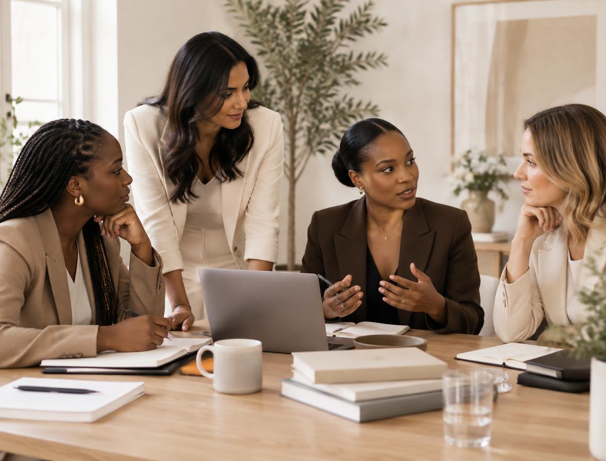Women working together during a leadership session